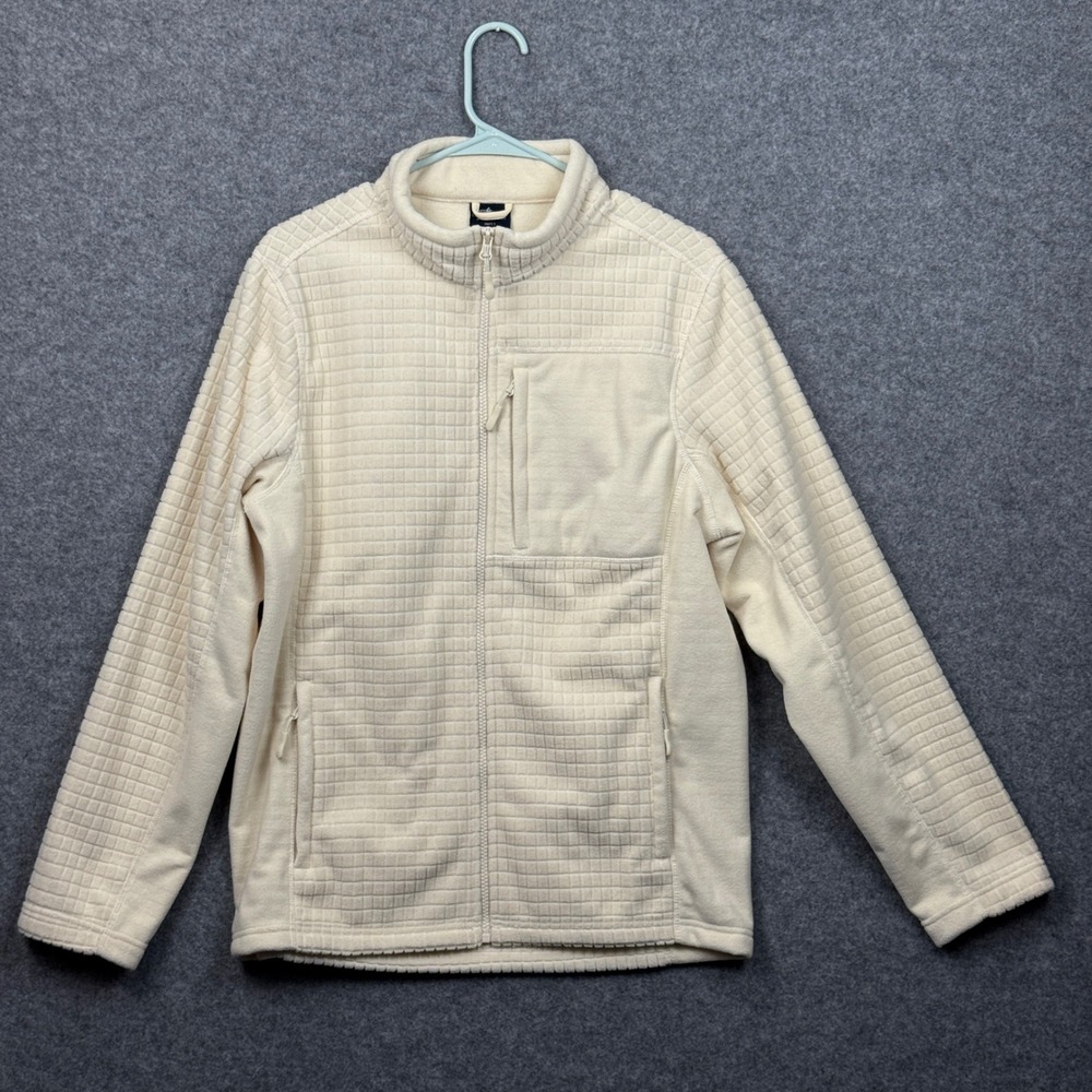 Charles River Apparel Mens Terrain Textured Fleece Full Zip Jacket Cream Size S